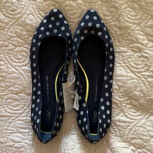 GAP Women's Sz 9 Suede Ballet Flats Leather Blue w/white polka dots. New w/tags.